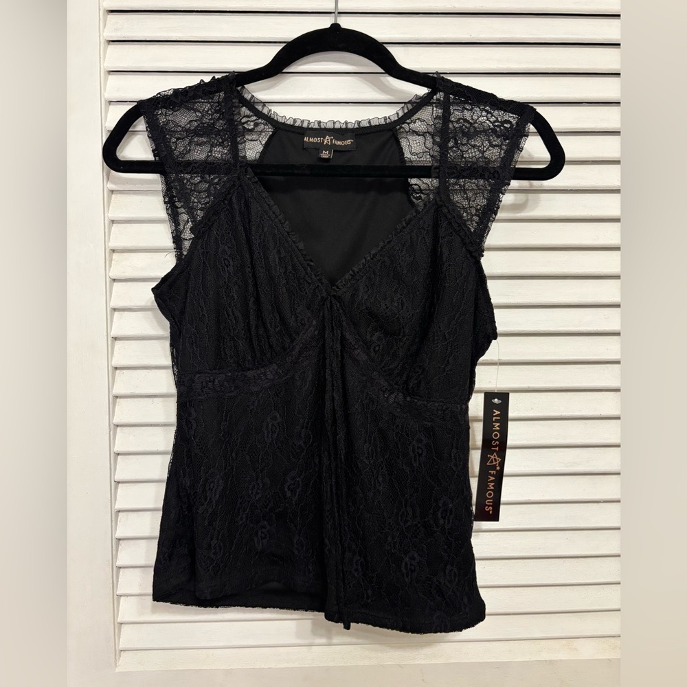 Almost Famous Black Lace Top